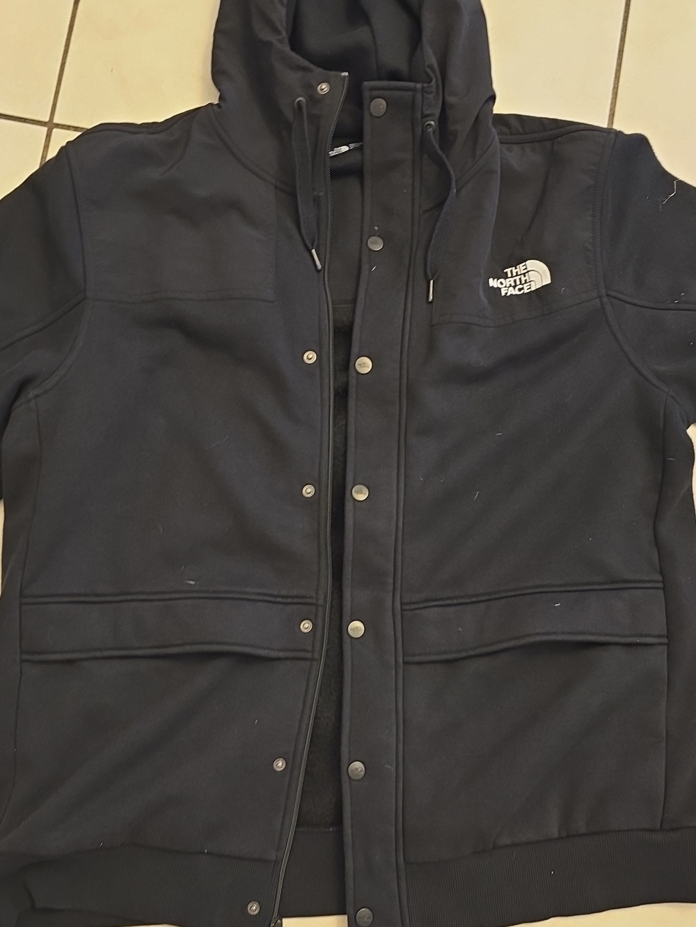 The North Face Men’s Black Hooded Snap-Front Performance Jacket, Used